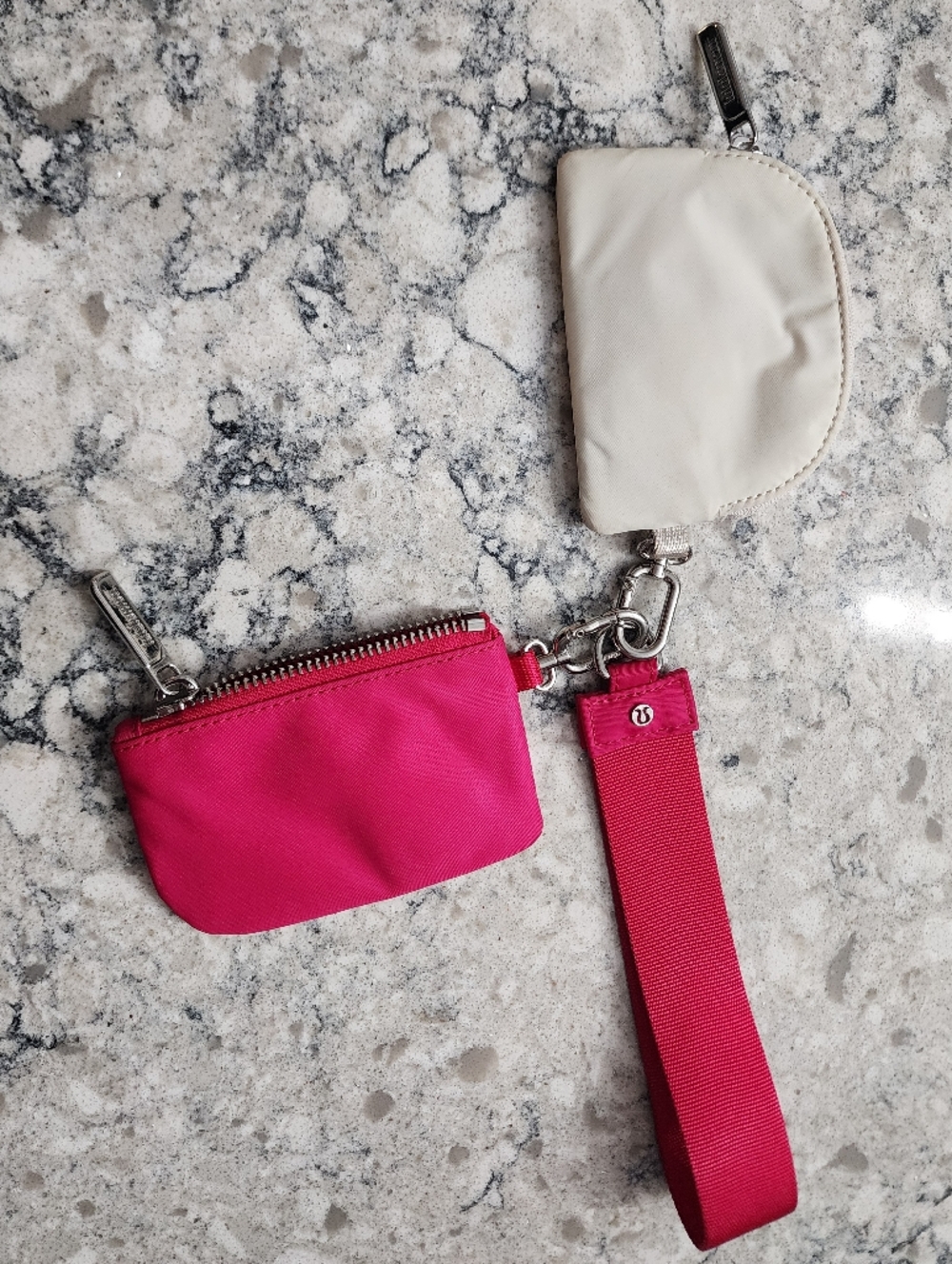 Lululemon Dual Pouch Pink and Cream Wristlet Keychain - Picture 8 of 9